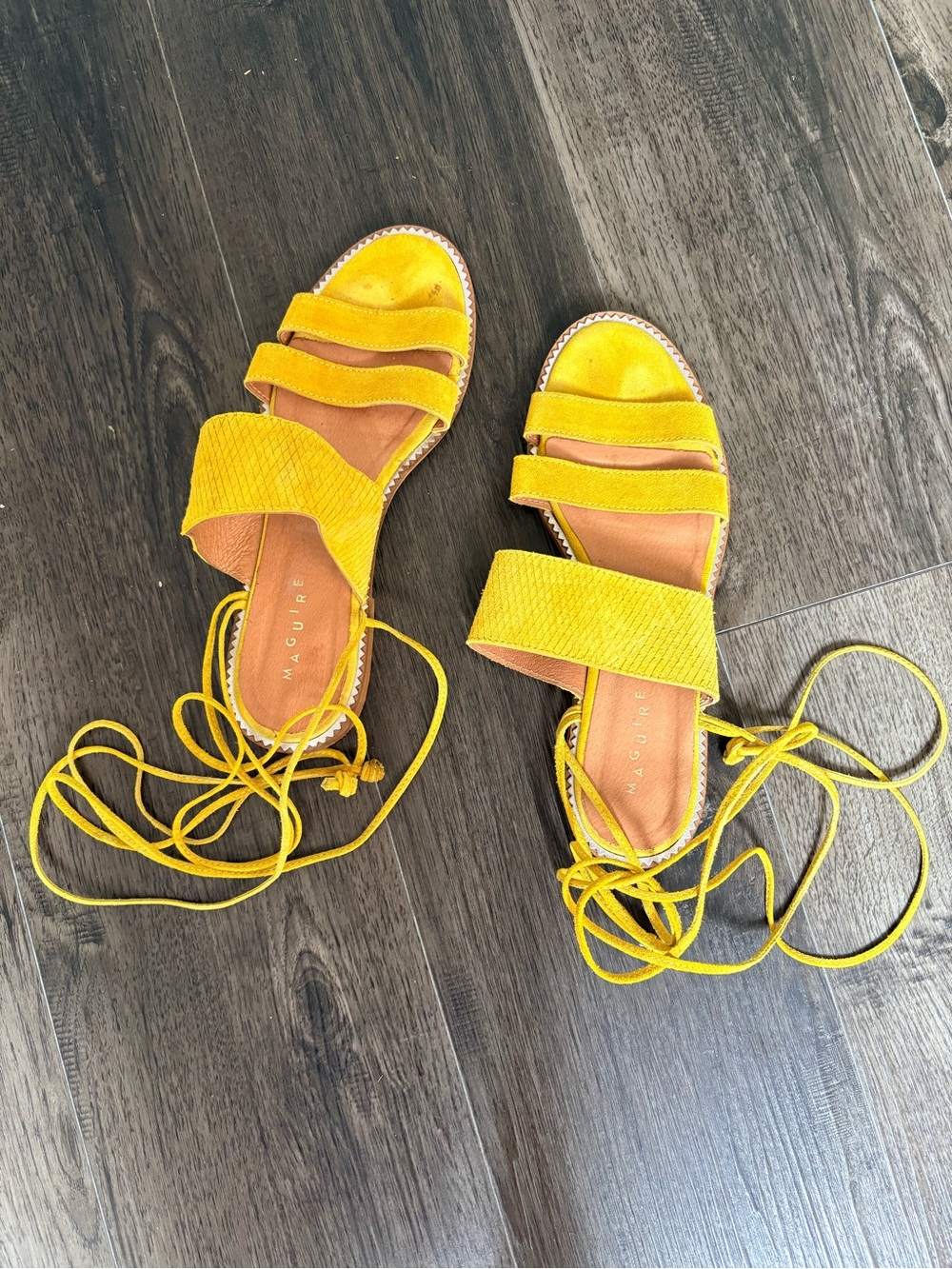 Maguire Yellow Lace-Up Sandals for Women